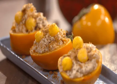 Kaki ribera del xùquer farci au mascarpone et spéculoos par laurent mariotte
