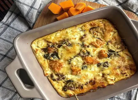 Gratin butternut, épinards, feta et courgette