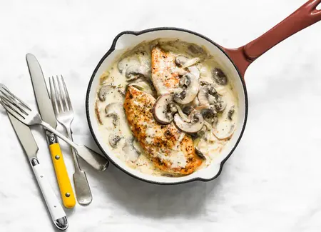 Escalope de poulet aux champignons et au riesling
