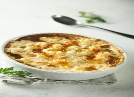 Gratin de gnocchis, cabillaud et asperge