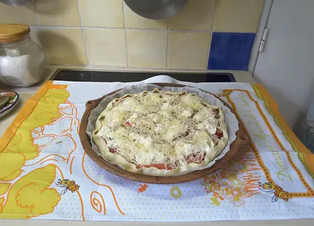Tarte tomate, coppa et mozzarella