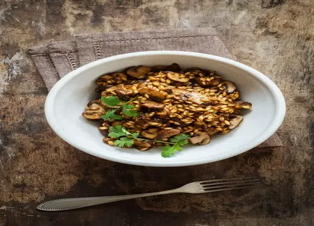 Risotto de petit-épeautre aux champignons (vegan)