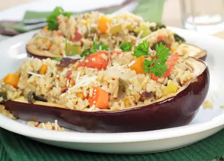 Aubergines au riz d'olivier