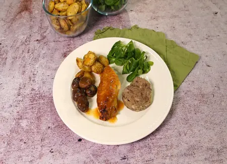 Poulet fermier farci aux châtaignes