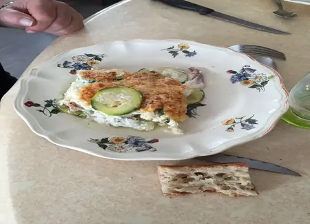 Gratin de ravioles jambon courgettes