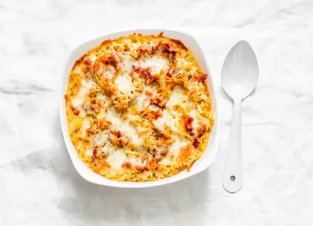 Gratin de pâtes à la mozzarella