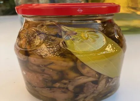 Champignons (cèpes et sanguins) en bocaux