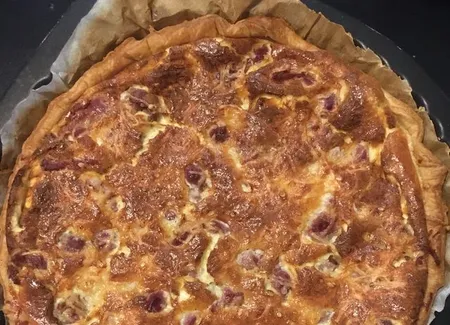 Quiche au saint marcellin et gésiers confits