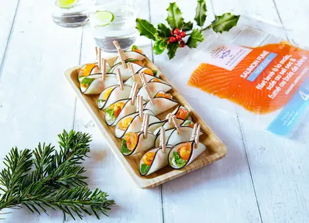 Bouchées de radis noir « mojito » au saumon fumé