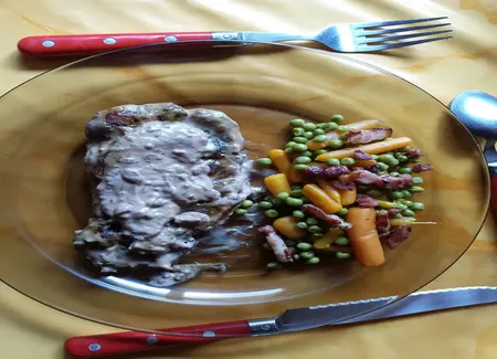 Côtes de porc sauce crème d'échalotes