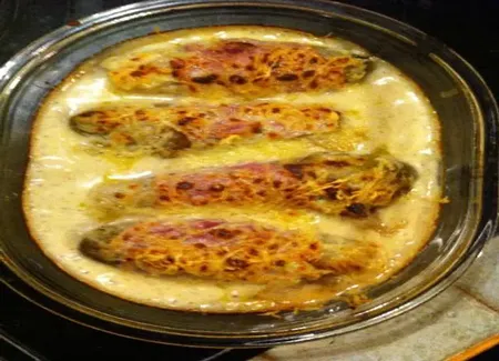 Endives au jambon, roquefort et noix