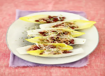 Endives aux rillettes de thon et haricots rouges