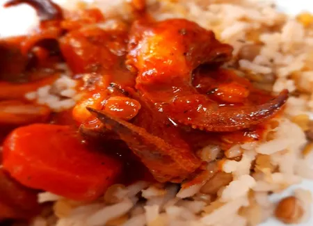 Daube de poulpe aux carottes et tomates rapide