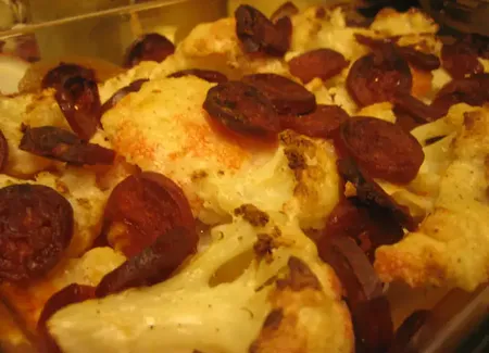 Gratin de chou fleur au chorizo