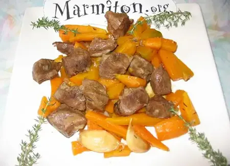 Coeur de veau braisé aux carottes