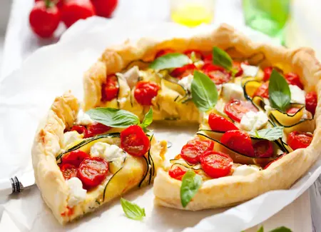 Quiche courgettes - tomates allégée
