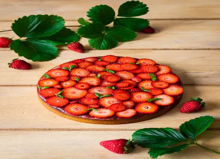 Tarte aux fraises et basilic de morgane