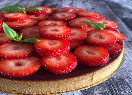 Tarte aux fraises et au basilic de clémence