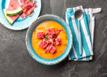 Soupe froide tomate melon