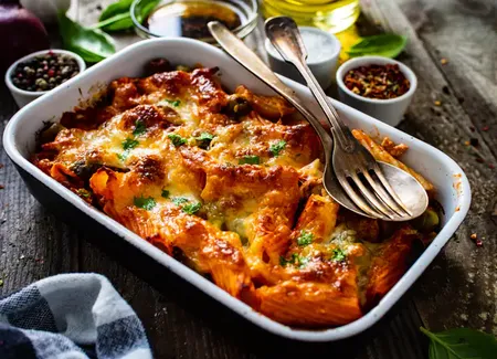 Gratin de pâtes sauce ratatouille (avec les restes de ratatouille)