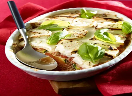 Gratin de courgettes et ravioles au maroilles