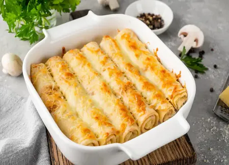 Crêpes farcies et gratinées aux champignons