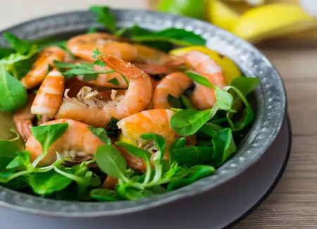 Salade de crevettes sauce à l'orange