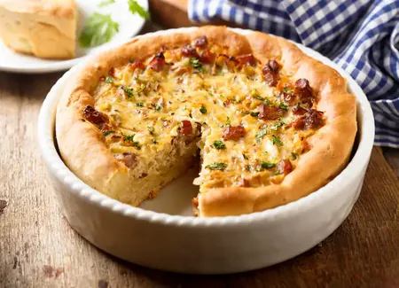 Quiche aux poireaux, lardons et ricotta