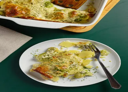 Gratin de pommes de terre et brocolis