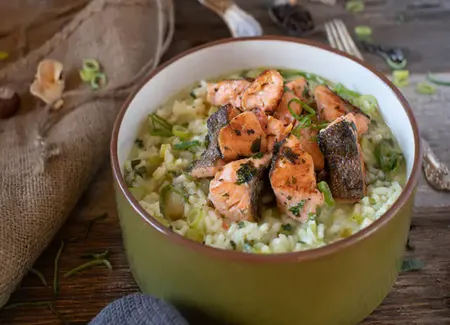 Quasi risotto au saumon et poireau