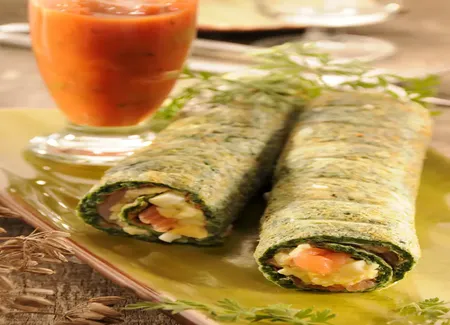 Roulé d'épinards au saumon fumé