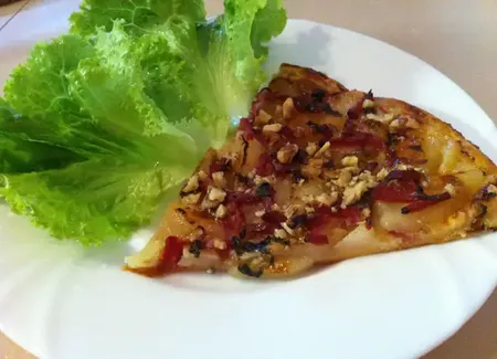 Tarte poire, roquefort et noix