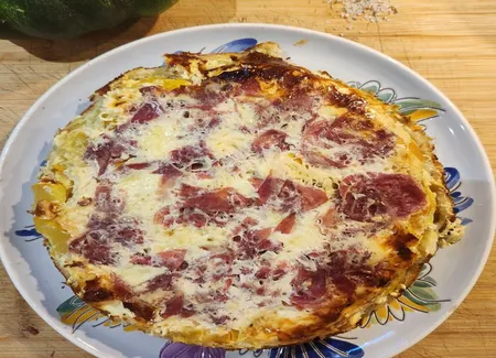 Tarte tatin de courgettes à la coppa