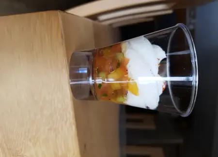 Verrines tomates poivrons chèvre frais