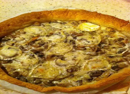 Tarte thon chèvre et champignon