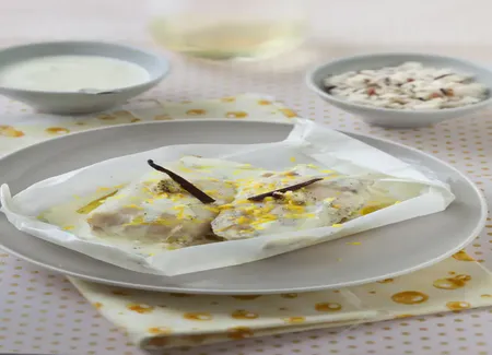 Lieu jaune en papillote à la vanille