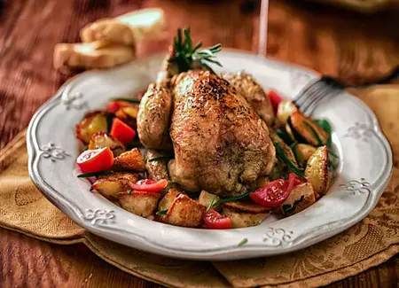 Coquelet rôti au citron et aux herbes au airfryer