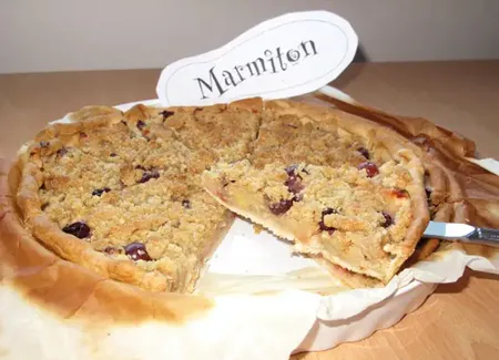 Tarte crumble pommes-bananes-raisin