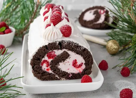 Bûche chocolat blanc framboise