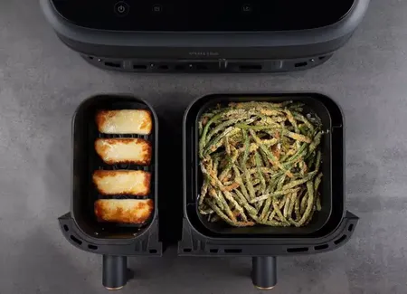 Halloumi frit et haricots verts panés au airfryer