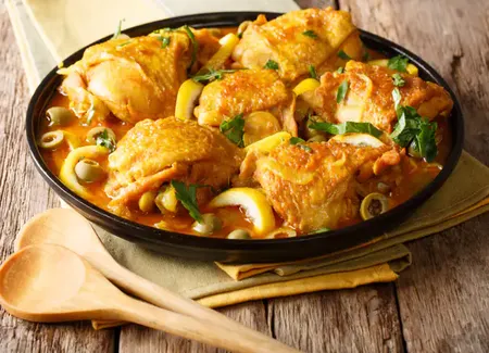Tajine de poulet aux pruneaux et citrons confits au airfryer