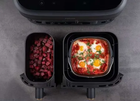 Shakshuka et houmous à la betterave au airfryer
