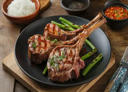 Côtelettes d’agneau et marinées au citron confit