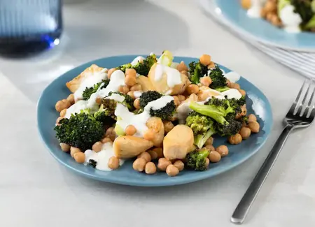 Poulet au brocoli et aux pois chiches