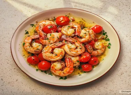 Crevettes sautées à l’ail et tomates cerises au cookeo