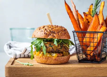 Burgers aux galettes de lentilles