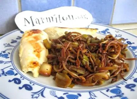 Escalope de dinde au germes de soja et poireaux