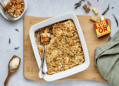 Crumble de courges et chèvre frais au kub® or