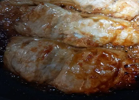 Côte de veau, sauce soja et miel