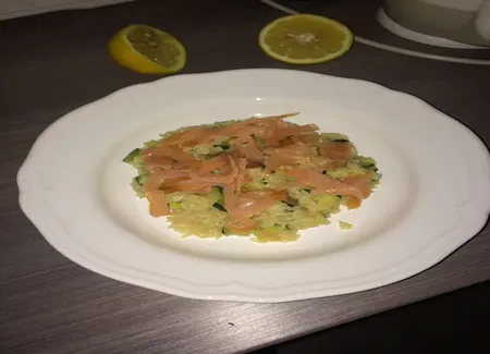 Risotto aux courgettes et saumon